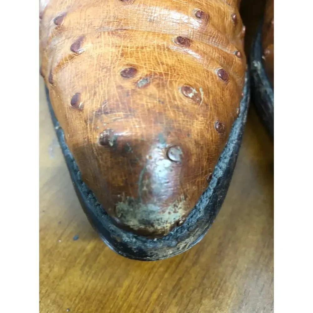 J. Chisholm Men's Full quill Ostrich Leather Western Cowboy Boots Size 9 D USA